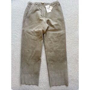 $129 NWT Vintage 90's J Jill 100% Leather Mid Rise Straight Leg Pants Size 18